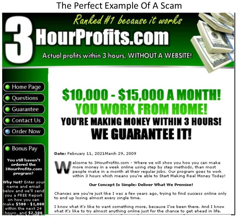 What Is A Make Money Online Scam 3 Hour Profits Is Perfect Example