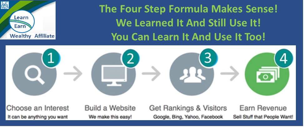 Learn Earn Wealthy Affiliate The Four Step Formula Makes Sense We still Use It. You Can Learn And Use It Too.