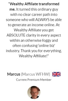 Wealthy Affiliate member Marcus gives testimony that WA training, tools, and support Give Absolute Clarity To Success
